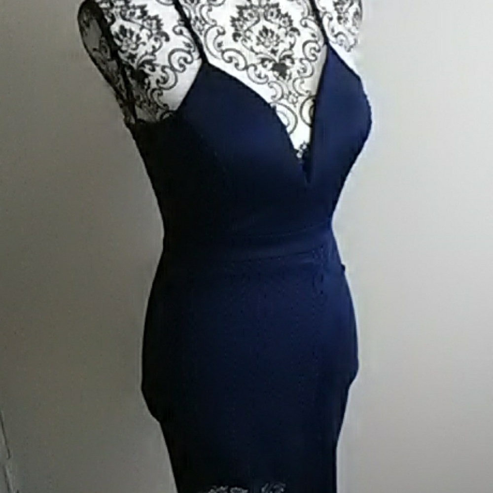 Sexy blue wire plunge dress